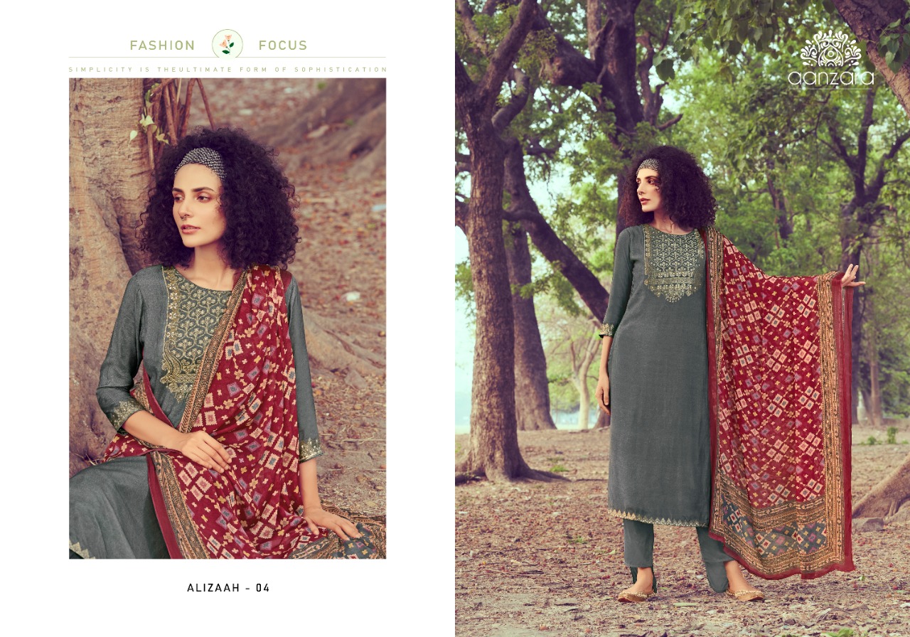 Acme weavers Aanzara Alizaah Collection Dyed Jaquard Silk astonish look salwar suit catalog