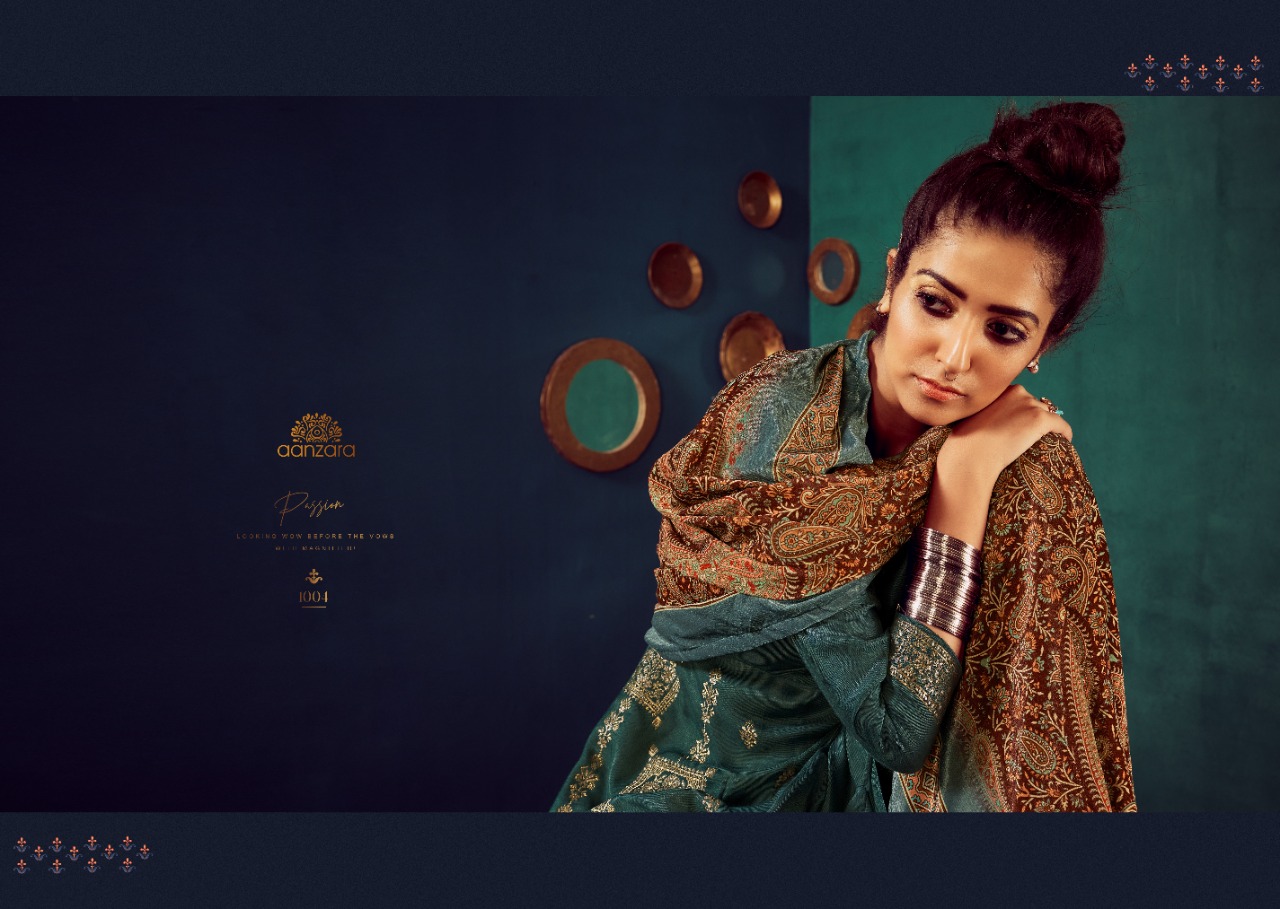 Acme Weavers Aanzara Niharaa Collection Dyed Pure Pashmina Rayon innovative look salwar suit catalog