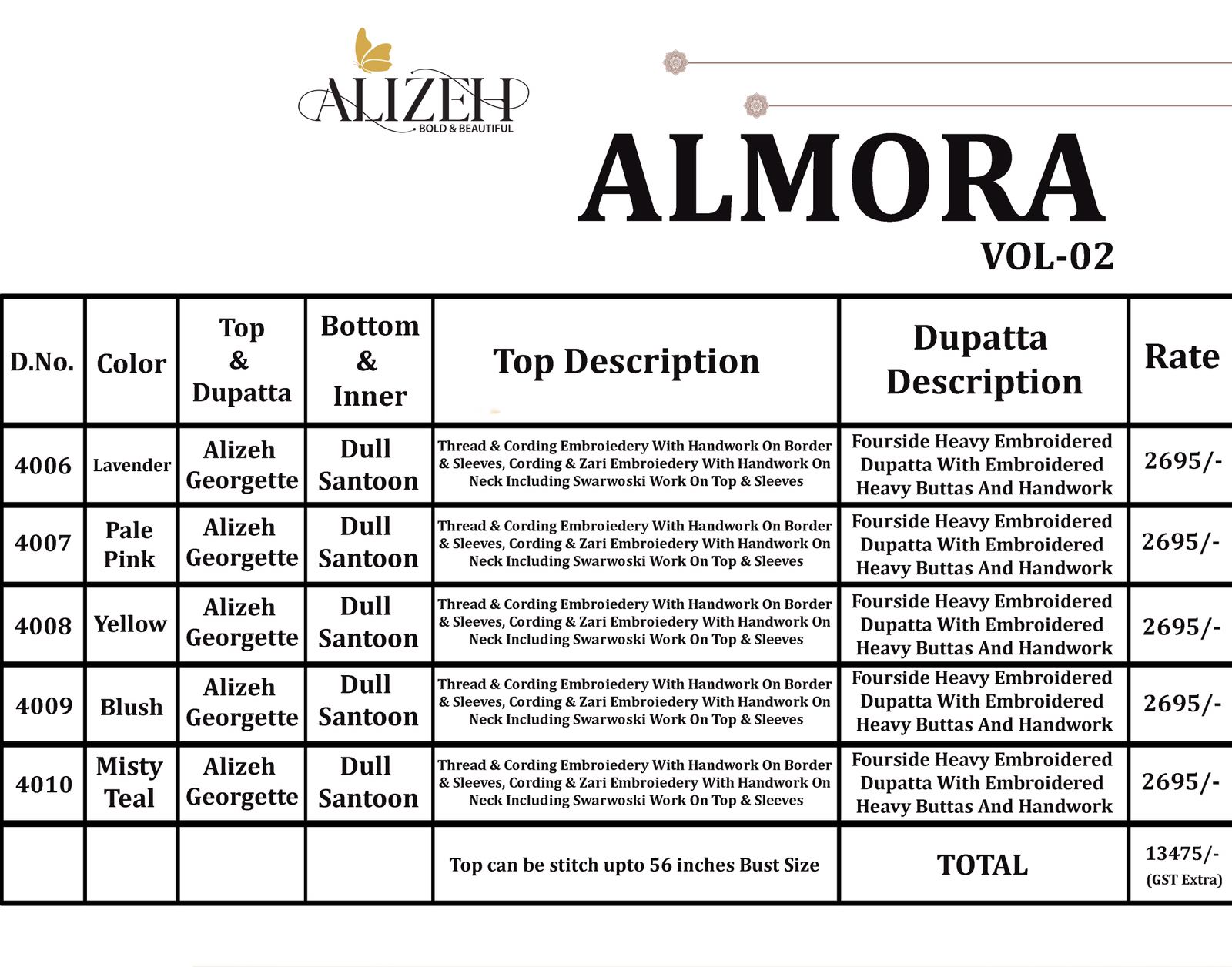 alizeh almora vol 2 georgette astonishing look salwar suit catalog