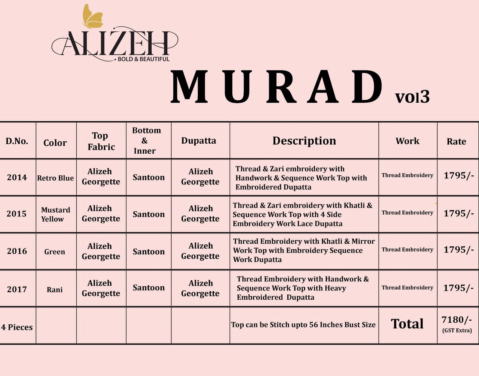 alizeh murad vol 3 georgette astonishing salwar suit catalog