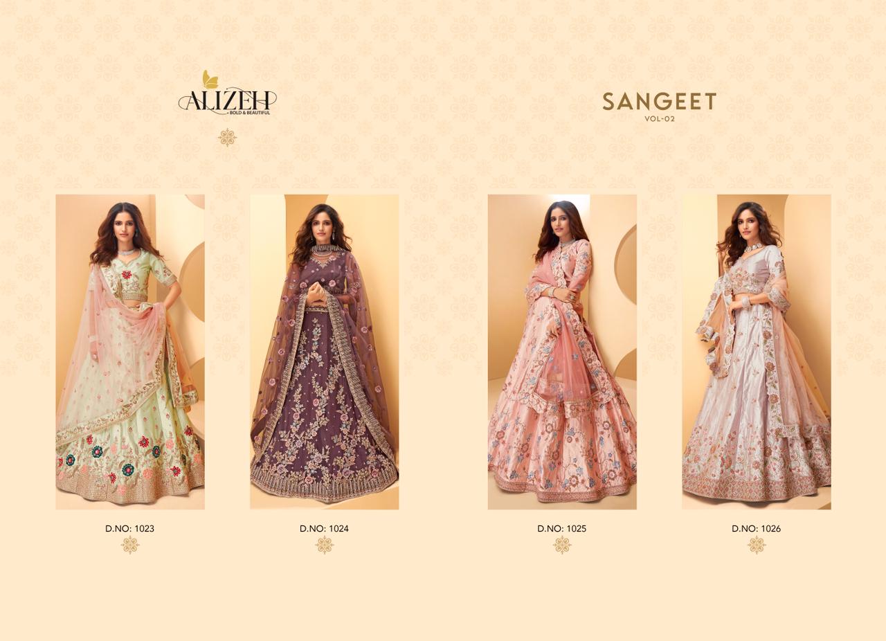 alizeh sangeet vol 2 butterfly silk festive colour and look lehenga catalog