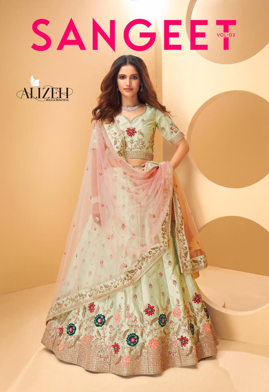 alizeh sangeet vol 2 butterfly silk festive colour and look lehenga catalog