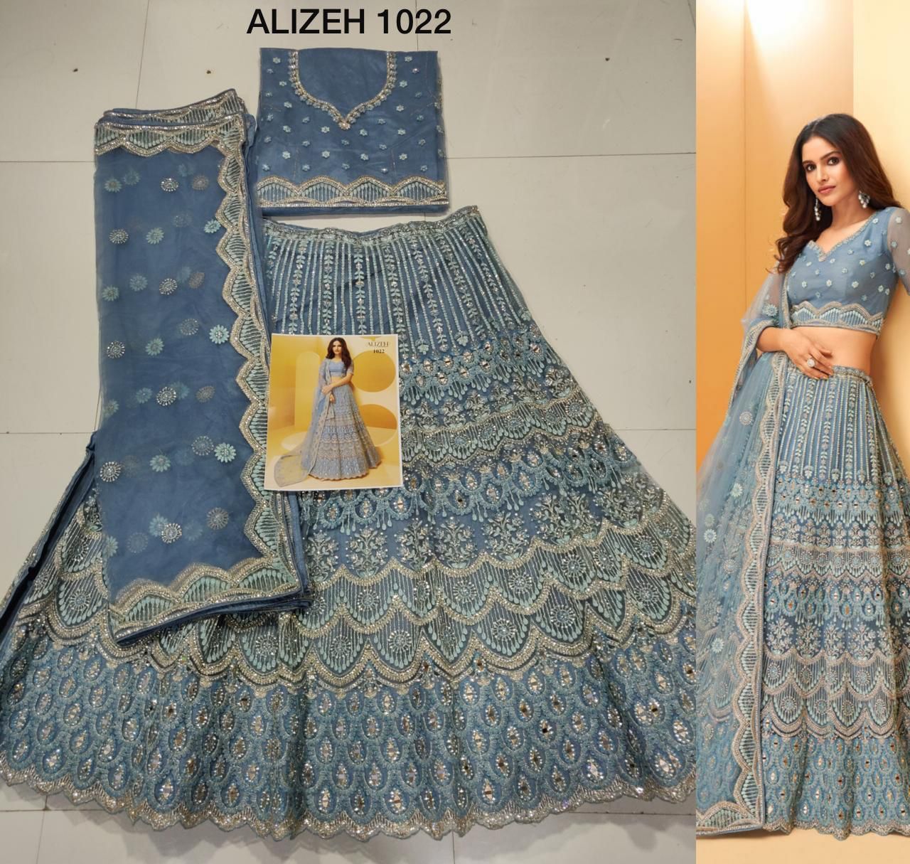 alizeh wedding affair net festive look lehenga catalog