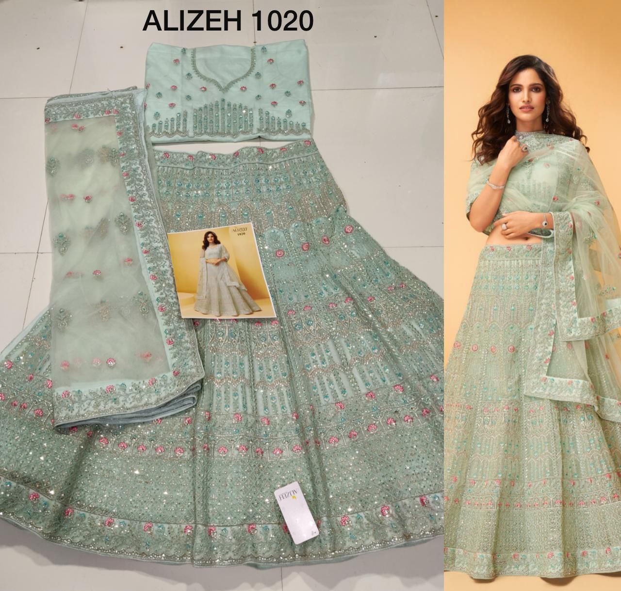 alizeh wedding affair net festive look lehenga catalog