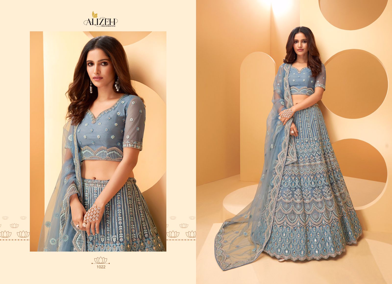 alizeh wedding affair net festive look lehenga catalog