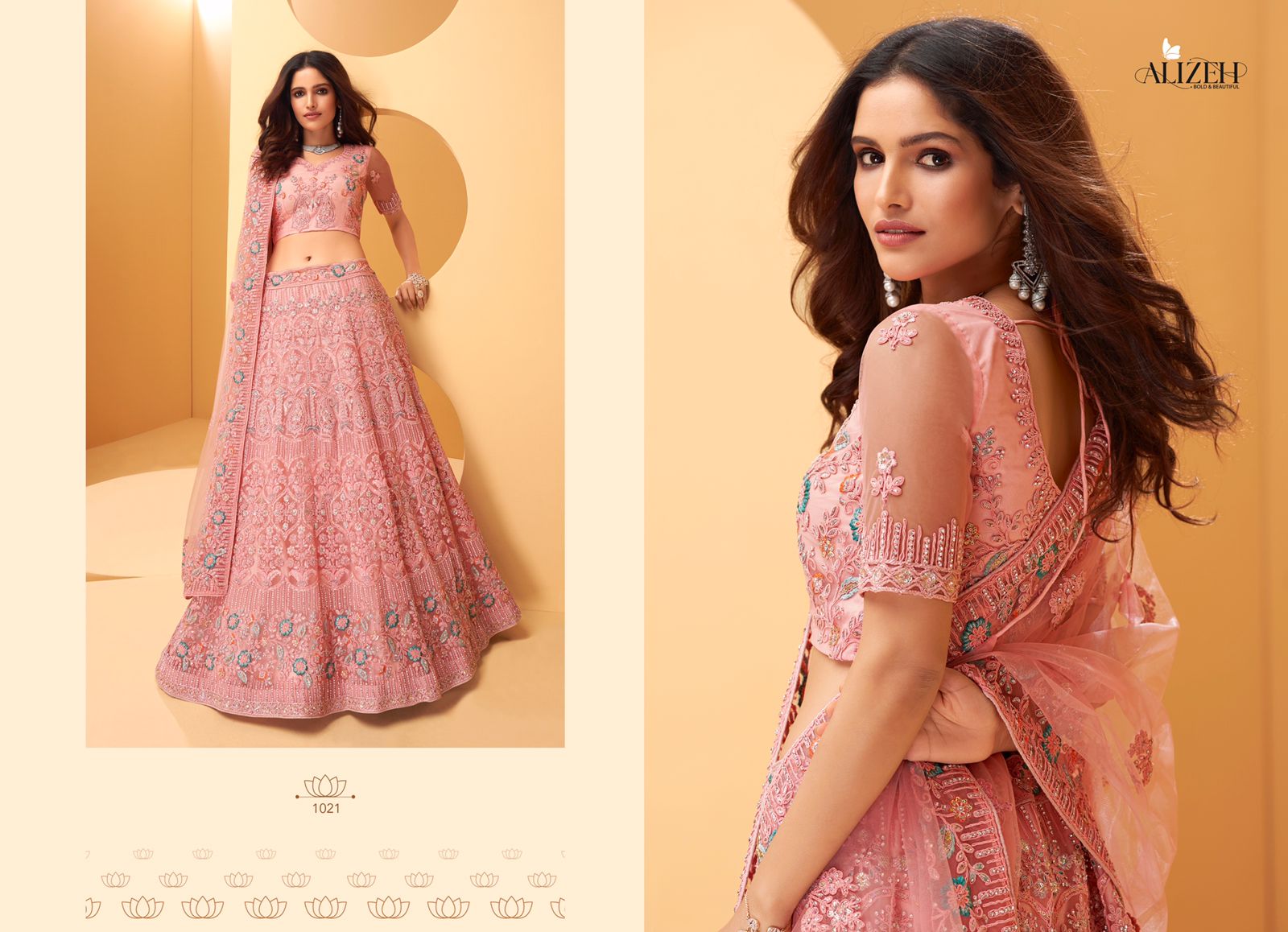 alizeh wedding affair net festive look lehenga catalog