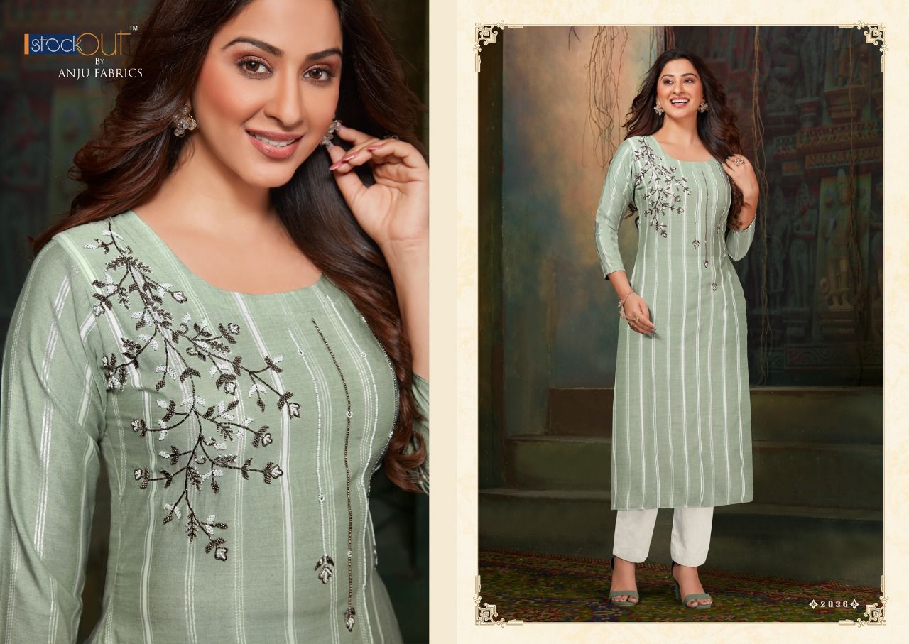 anju fabrics crazy viscose elegant look kurti catalog