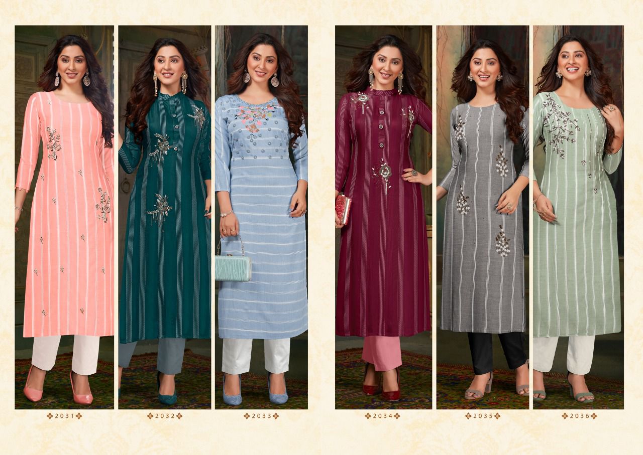 anju fabrics crazy viscose elegant look kurti catalog