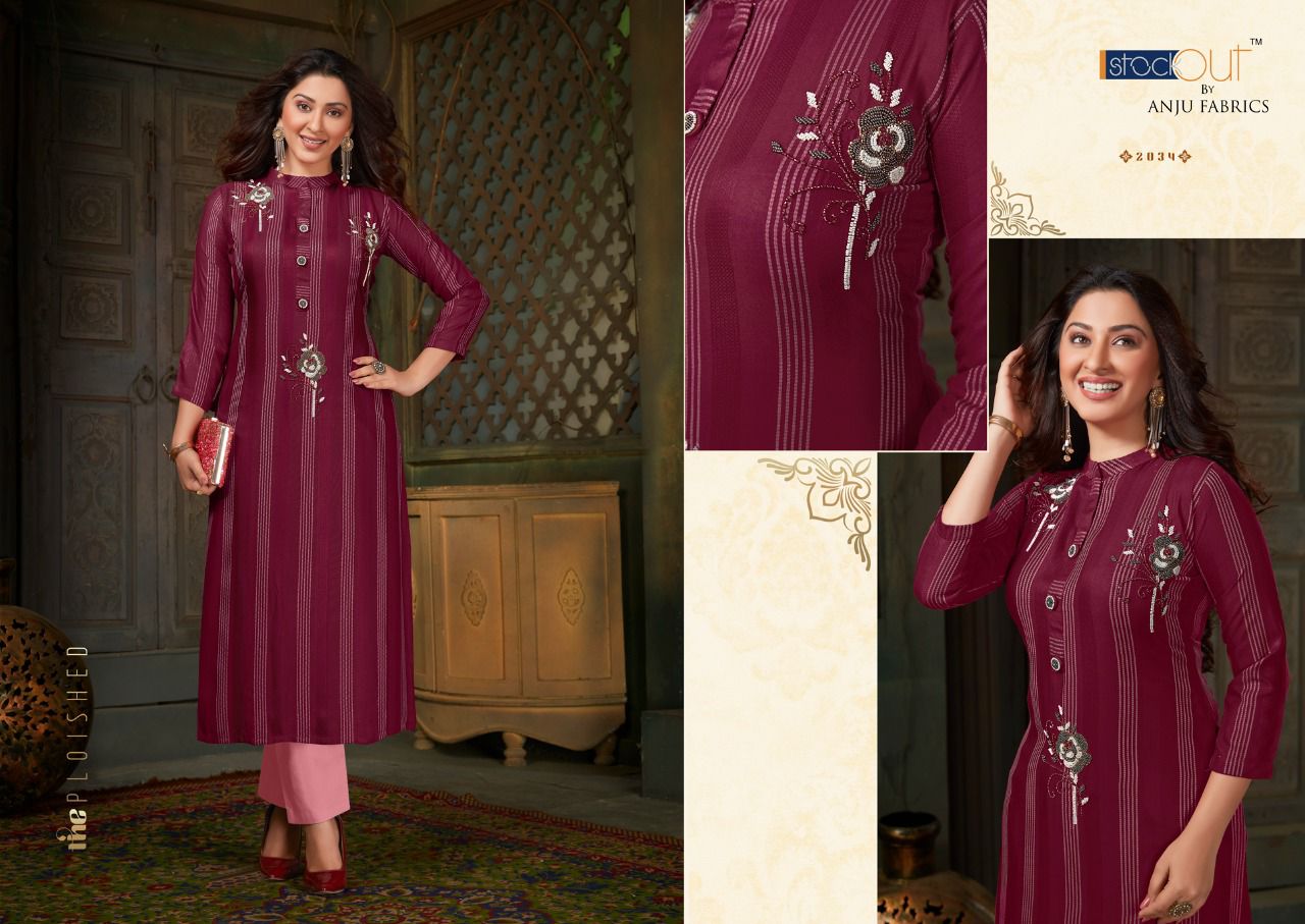 anju fabrics crazy viscose elegant look kurti catalog