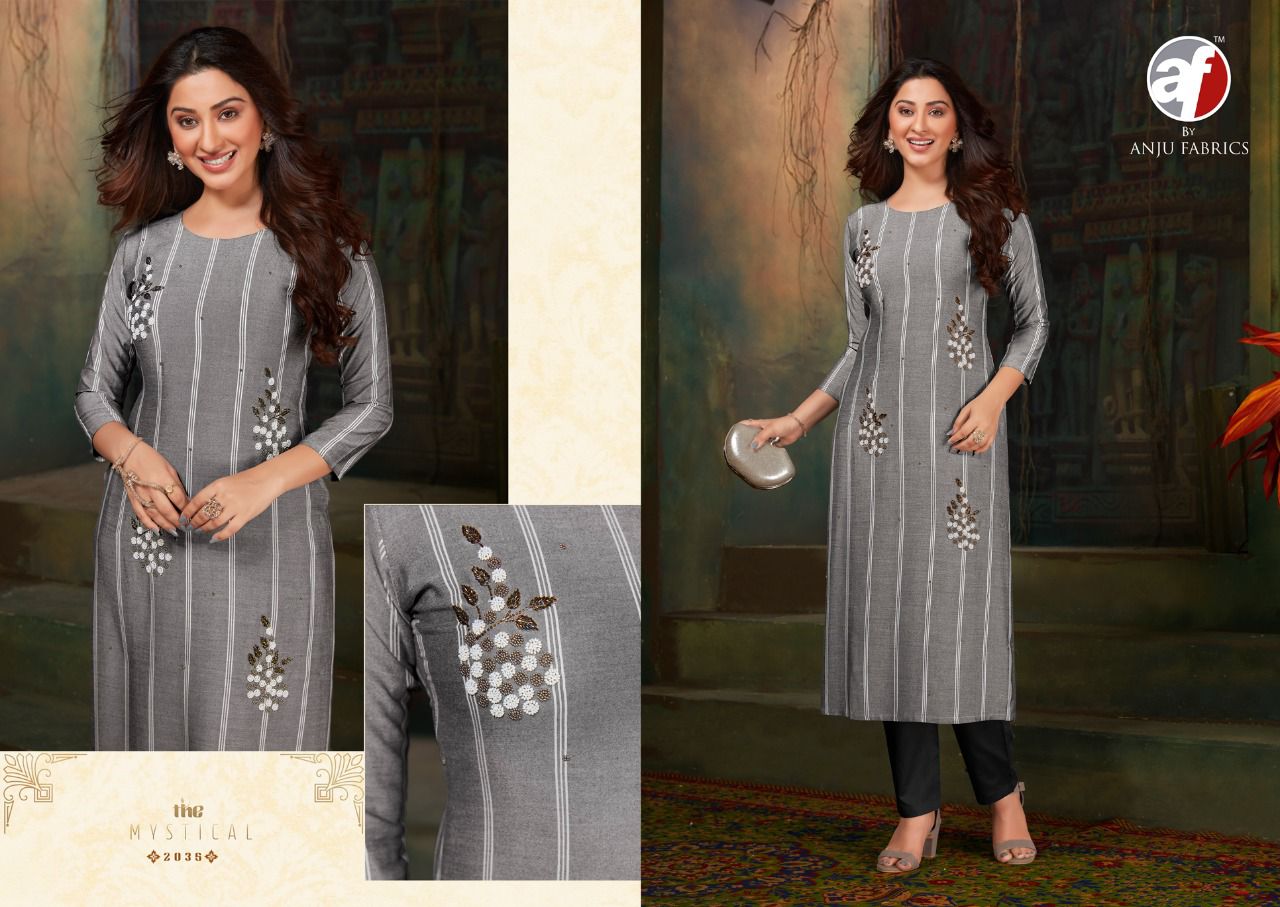 anju fabrics crazy viscose elegant look kurti catalog