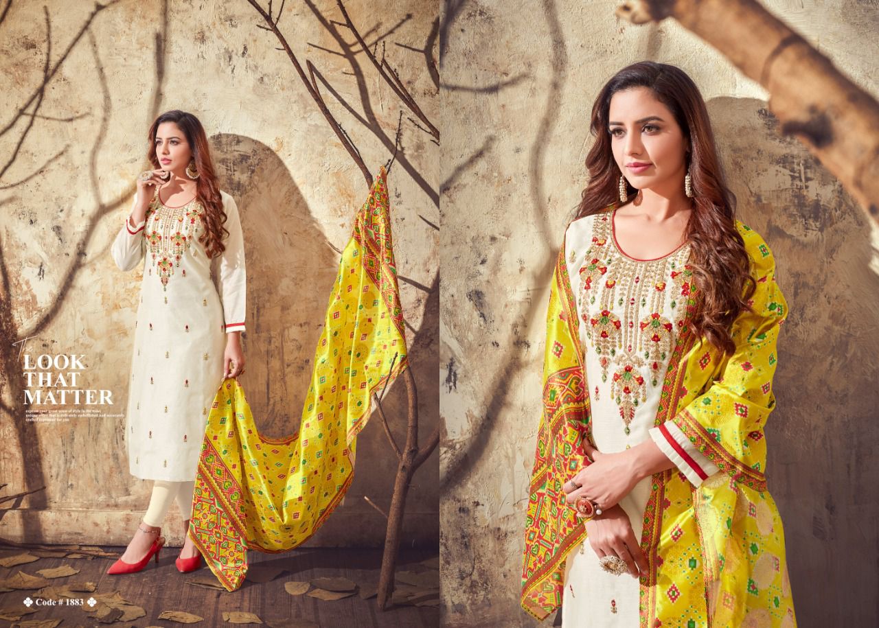 anju fabrics rangeen chanderi innovative style top with dupatta catalog