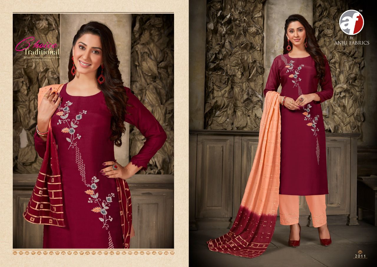 anju fabrics sangeet vol 2 viscose astonishing top with bottom and dupatta catalog