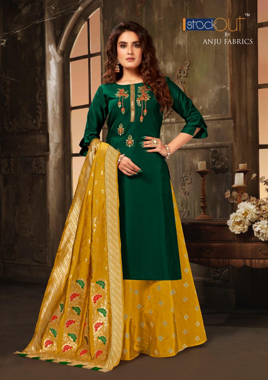 anju fabrics vivaah silk festive look kurti skirt with dupatta catalog