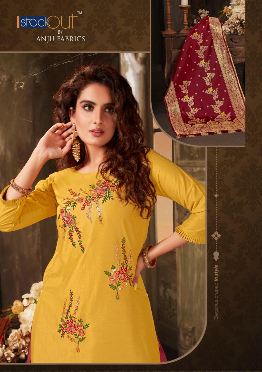 anju fabrics vivaah silk festive look kurti skirt with dupatta catalog