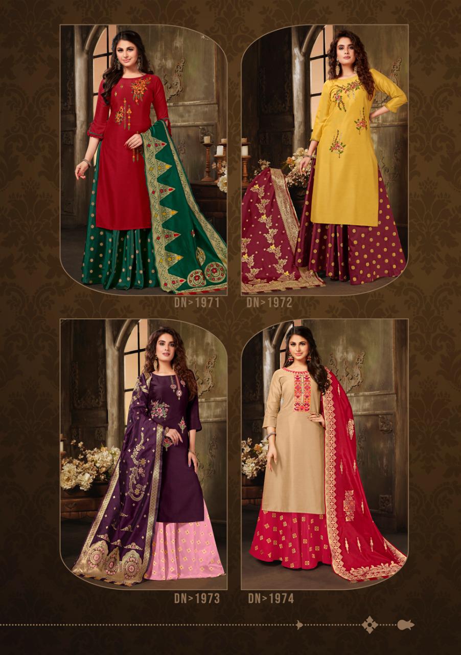 anju fabrics vivaah silk festive look kurti skirt with dupatta catalog