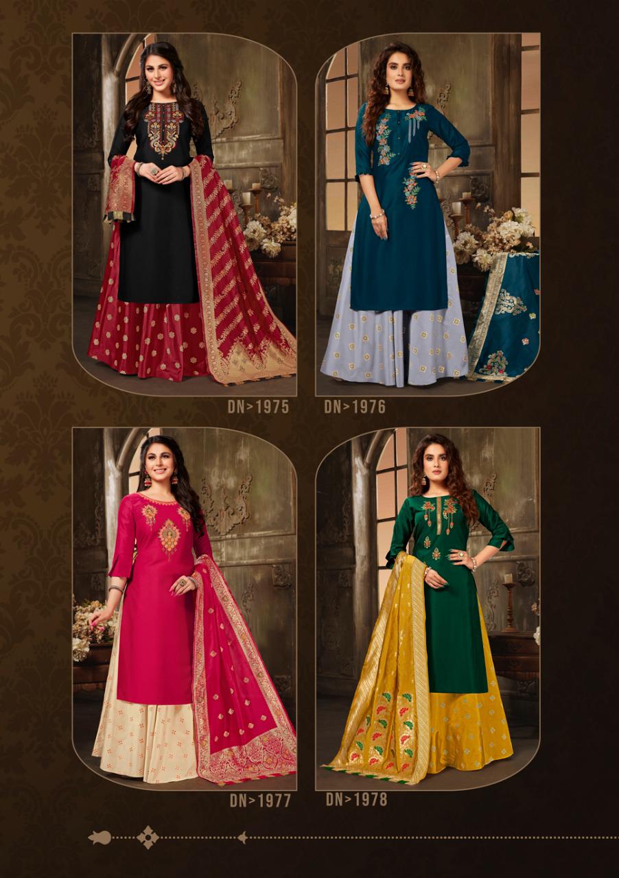 anju fabrics vivaah silk festive look kurti skirt with dupatta catalog