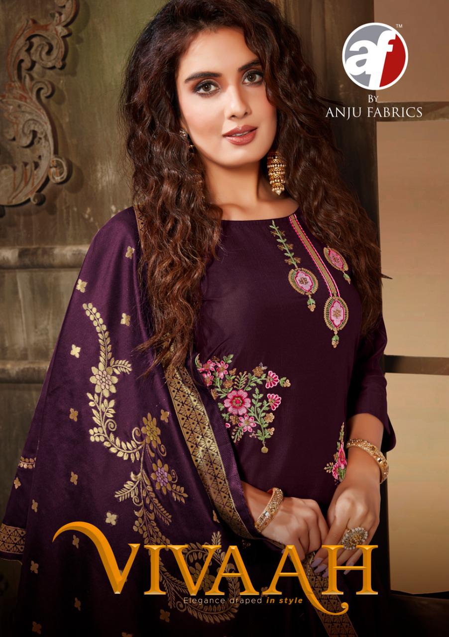 anju fabrics vivaah silk festive look kurti skirt with dupatta catalog