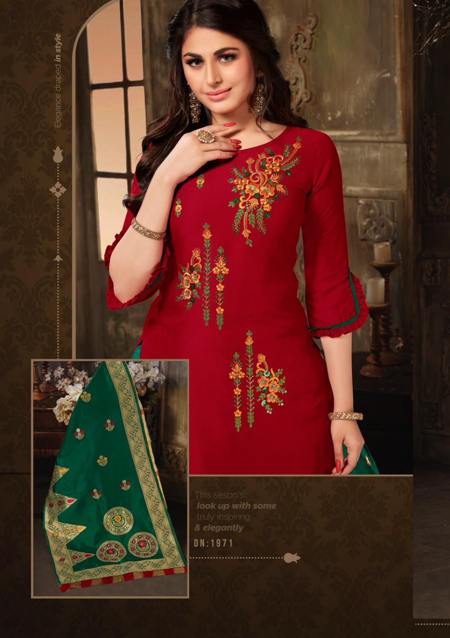 anju fabrics vivaah silk festive look kurti skirt with dupatta catalog