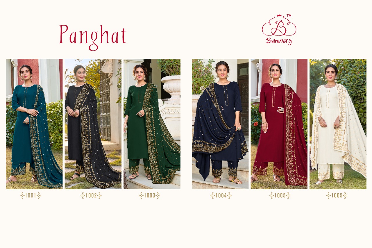 banwery panghat rayon graceful look kurti pant with dupatta catalog