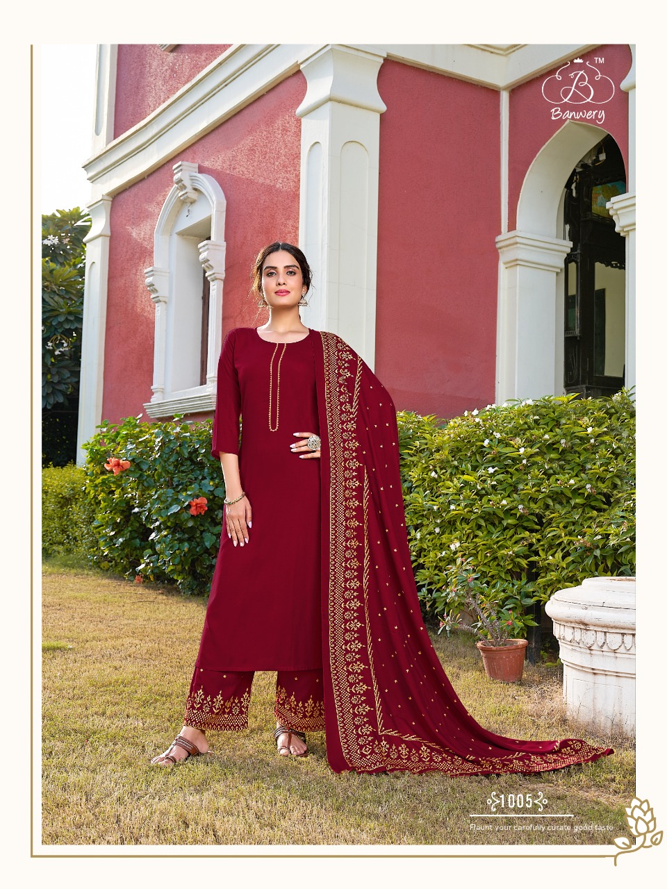 banwery panghat rayon graceful look kurti pant with dupatta catalog