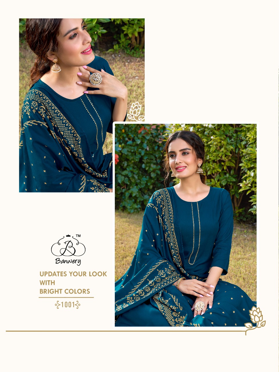 banwery panghat rayon graceful look kurti pant with dupatta catalog