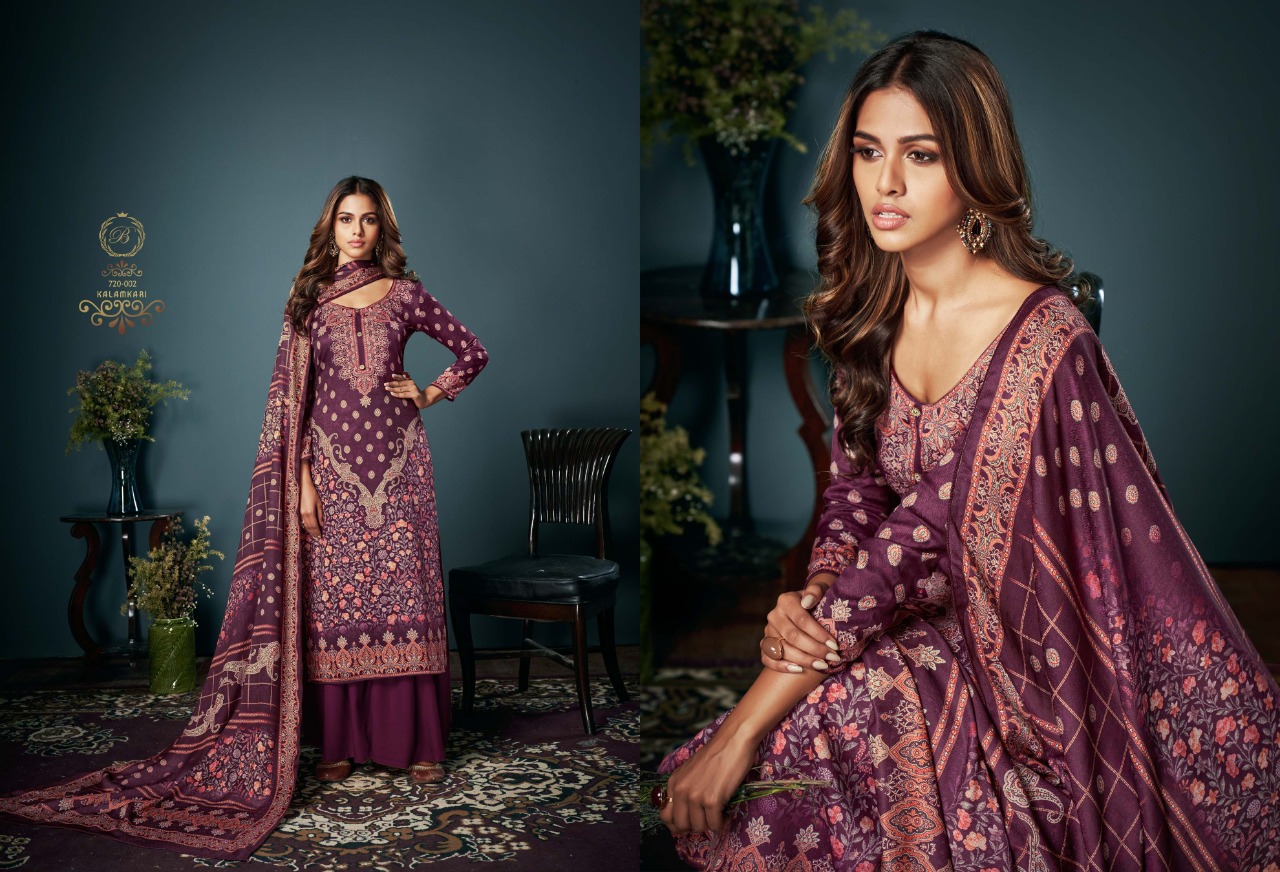 belliza designer studio kalamkari pashmina decent look salwar suit catalog