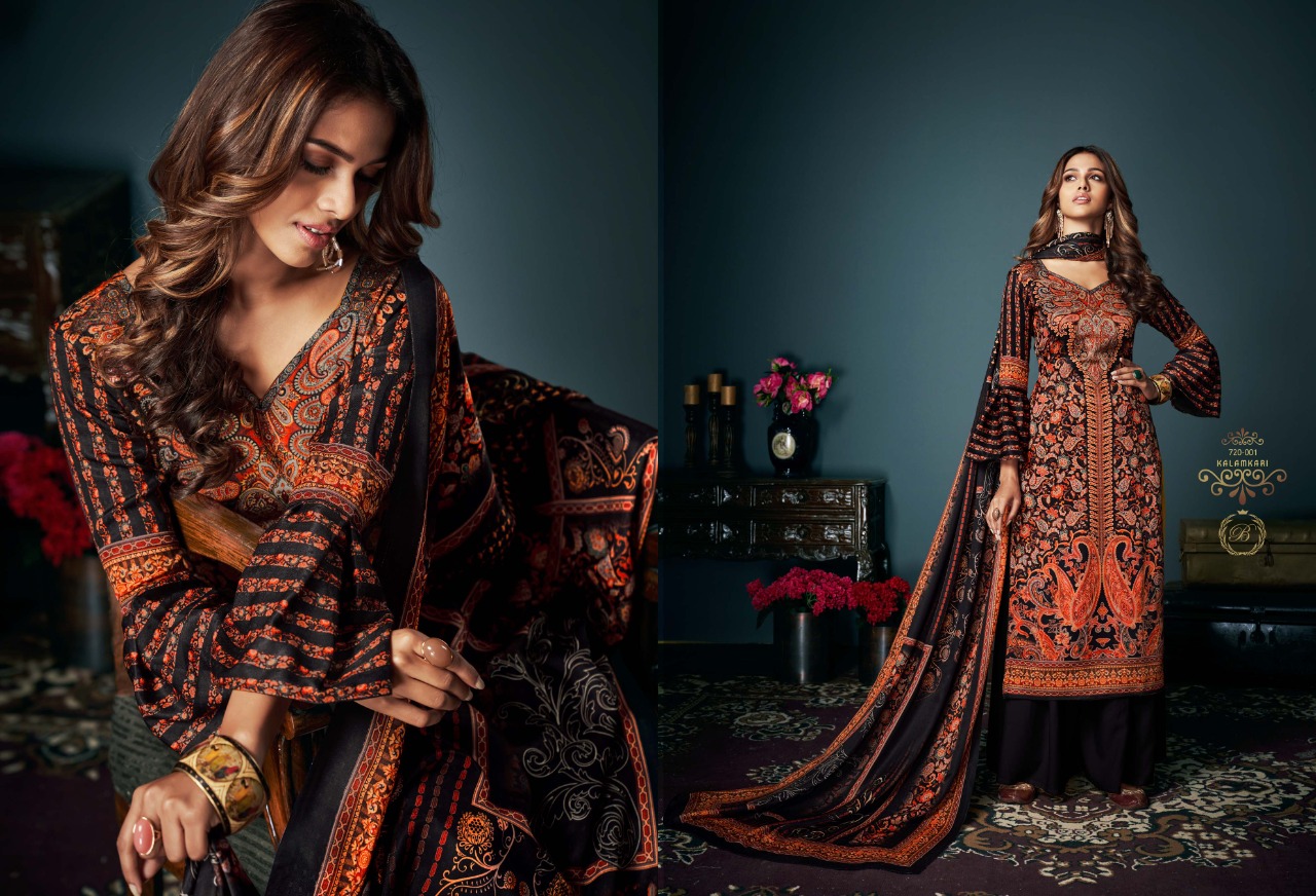 belliza designer studio kalamkari pashmina decent look salwar suit catalog