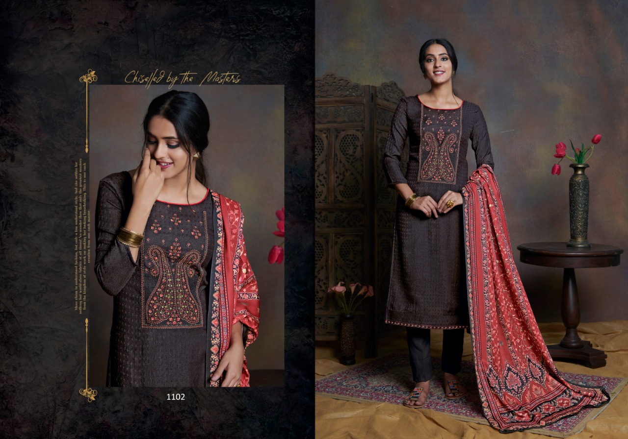 bipson kashmiri beauty 1100 1103 Woollen Pashmina catchy look and colours salwar suit colour set