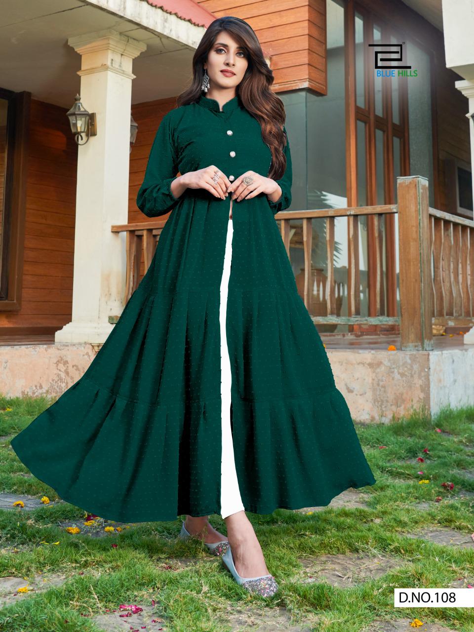 bluehills amayra nx georgget classic trendy look long gown kurti catalog