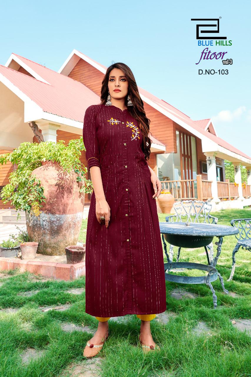 bluehills fitoor VOL 3 rayon graceful look kurti catalog