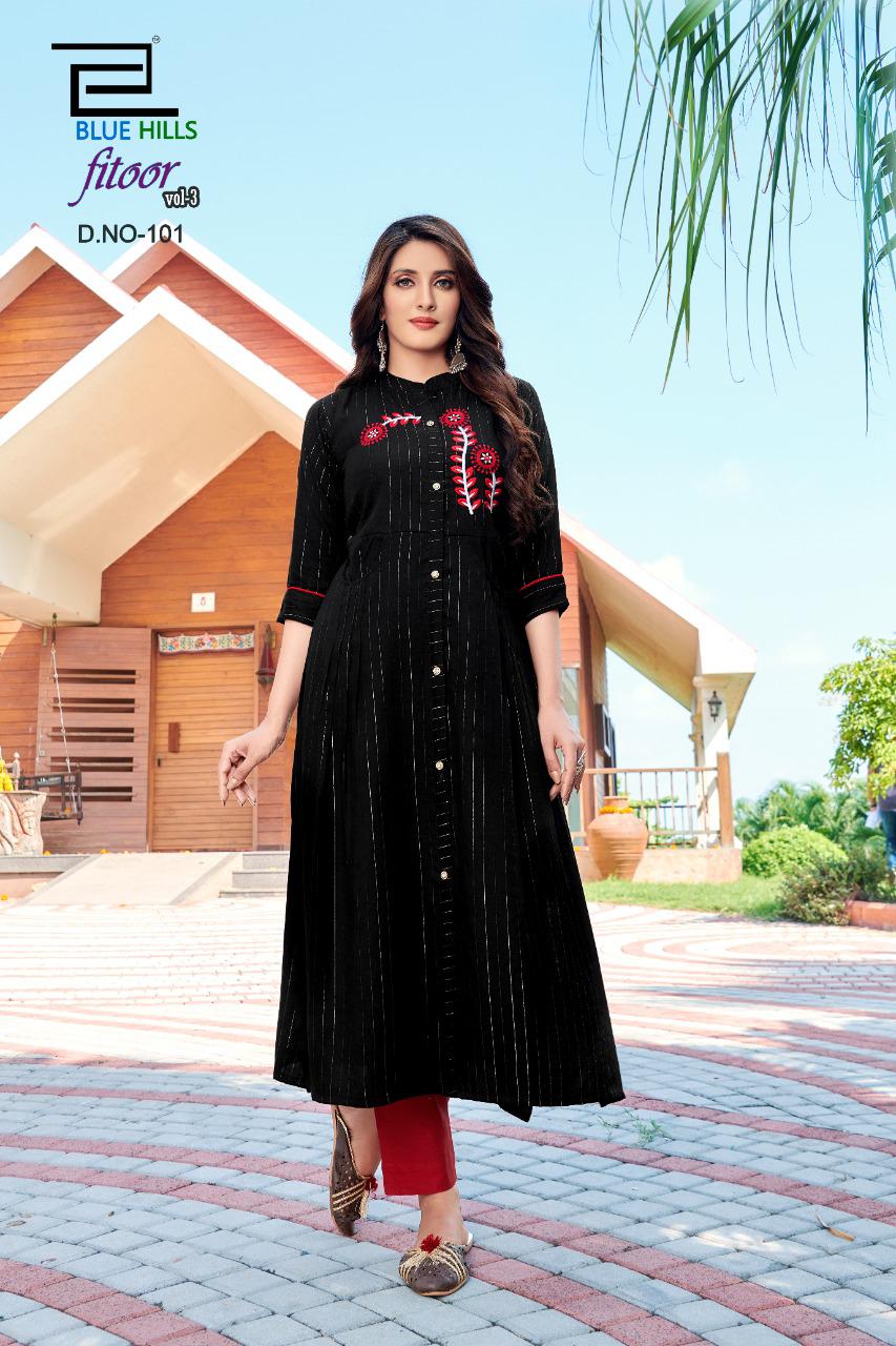 bluehills fitoor VOL 3 rayon graceful look kurti catalog