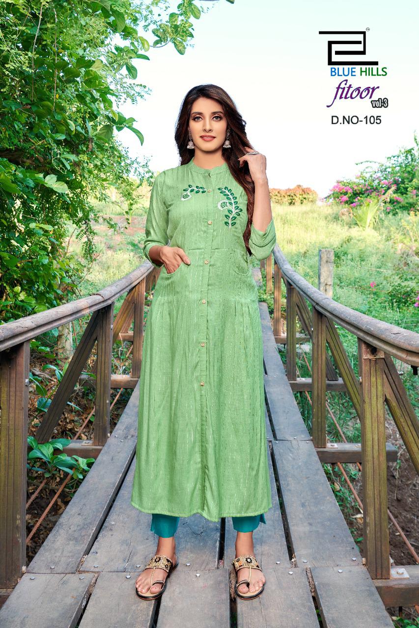 bluehills fitoor VOL 3 rayon graceful look kurti catalog