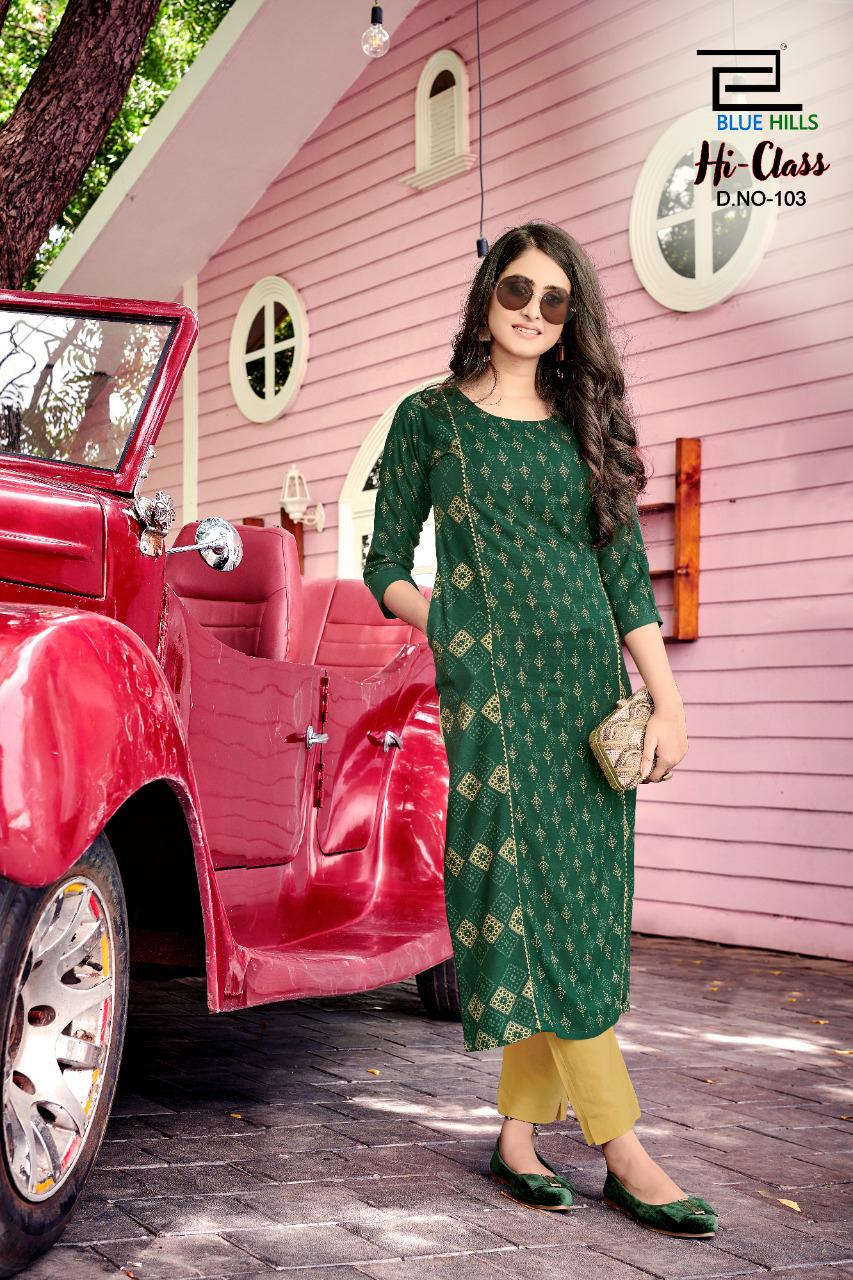 bluehills hi class vol 1 rayon classic trendy look kurti catalog