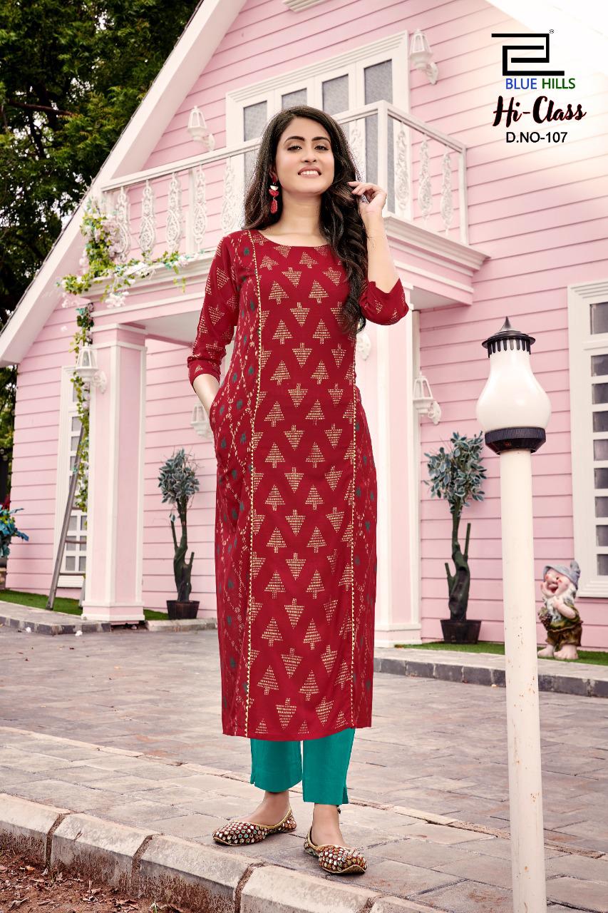 bluehills hi class vol 1 rayon classic trendy look kurti catalog