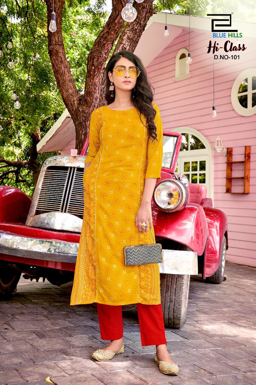 bluehills hi class vol 1 rayon classic trendy look kurti catalog