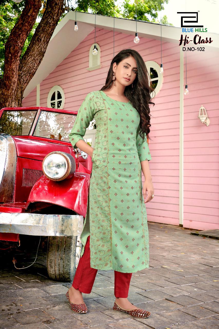 bluehills hi class vol 1 rayon classic trendy look kurti catalog