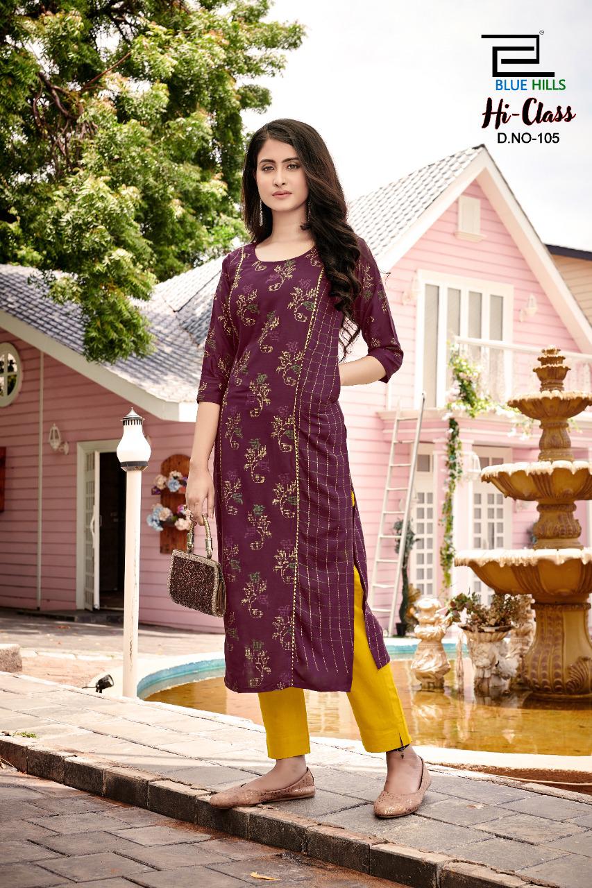 bluehills hi class vol 1 rayon classic trendy look kurti catalog