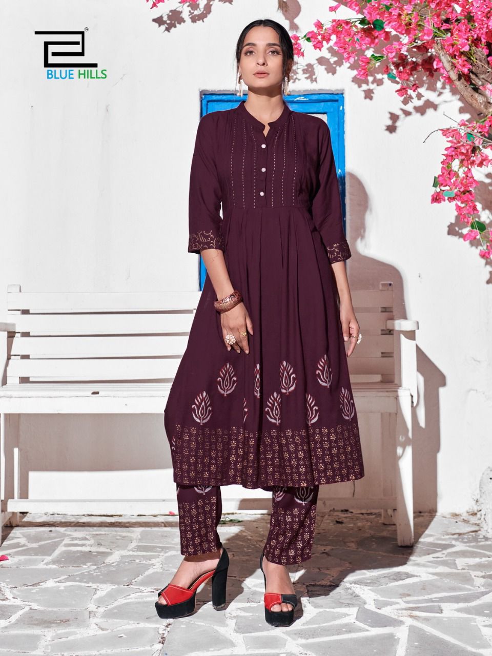 bluehills purple vol 3 rayon classic trendy look kurti with pant catalog