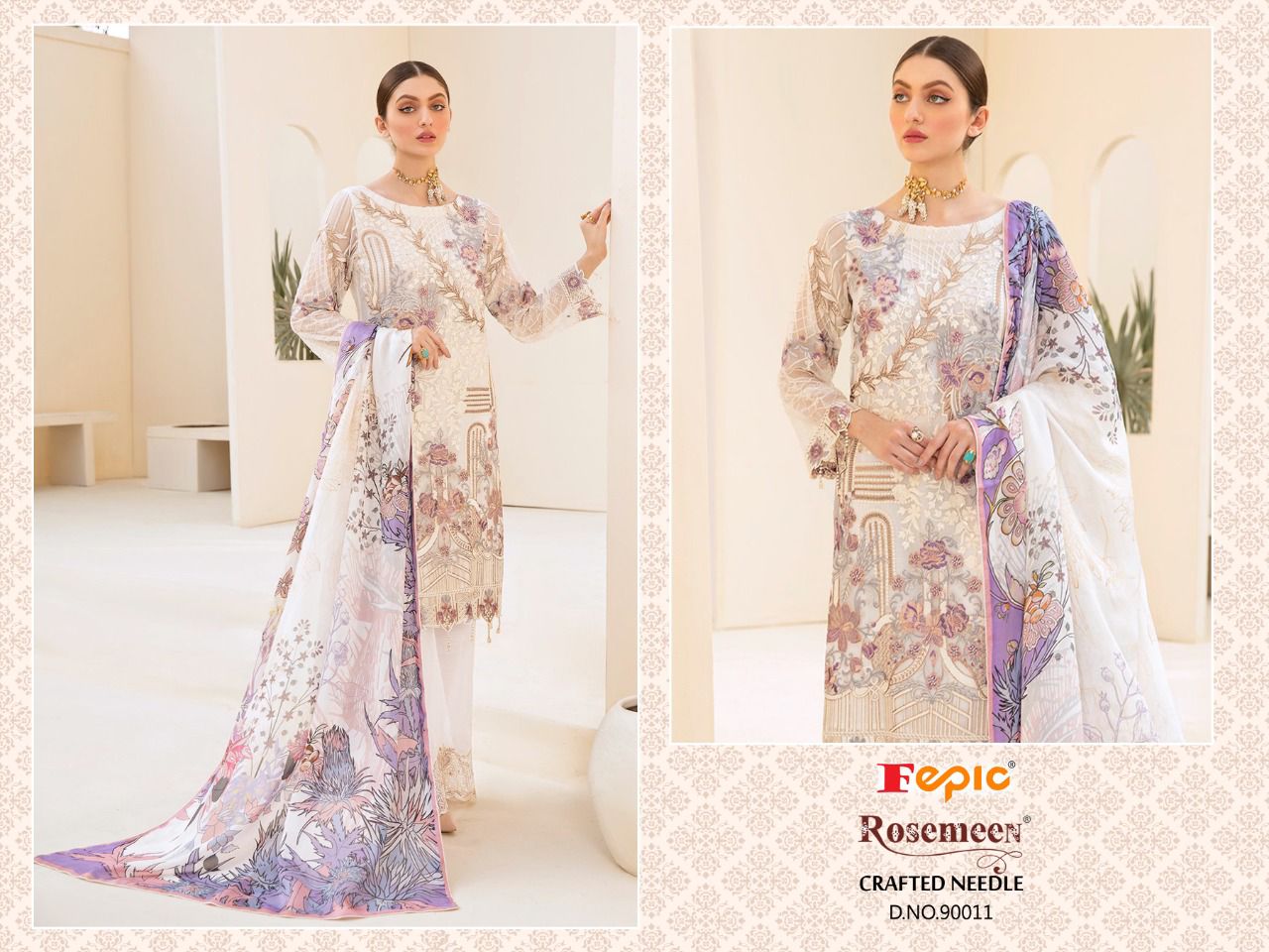 fepic rosemeen crafted needle georgette regal look salwar suit catalog