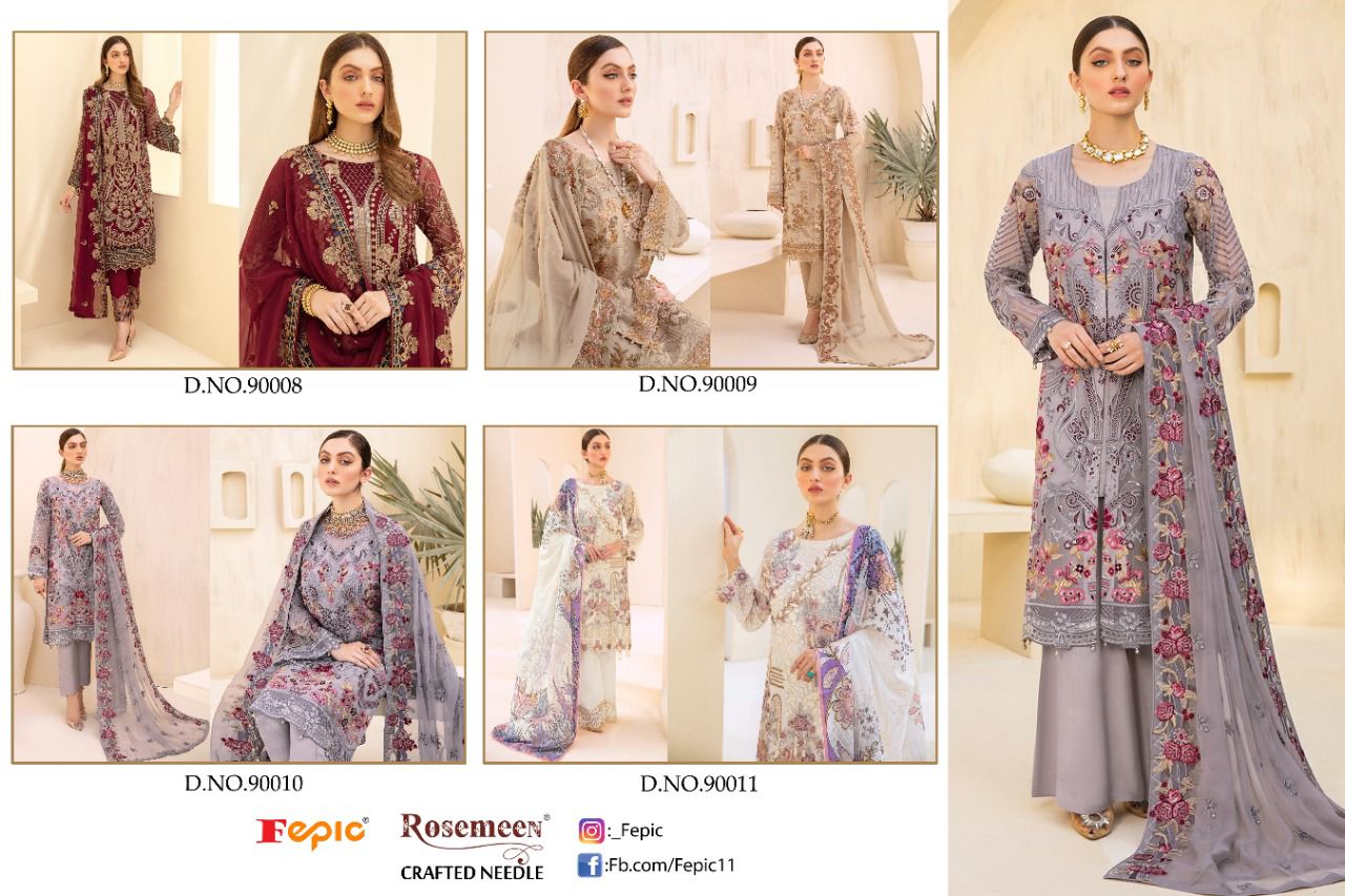 fepic rosemeen crafted needle georgette regal look salwar suit catalog