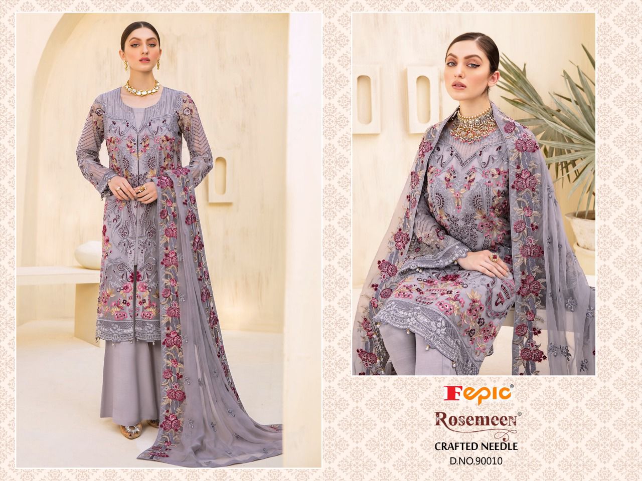 fepic rosemeen crafted needle georgette regal look salwar suit catalog