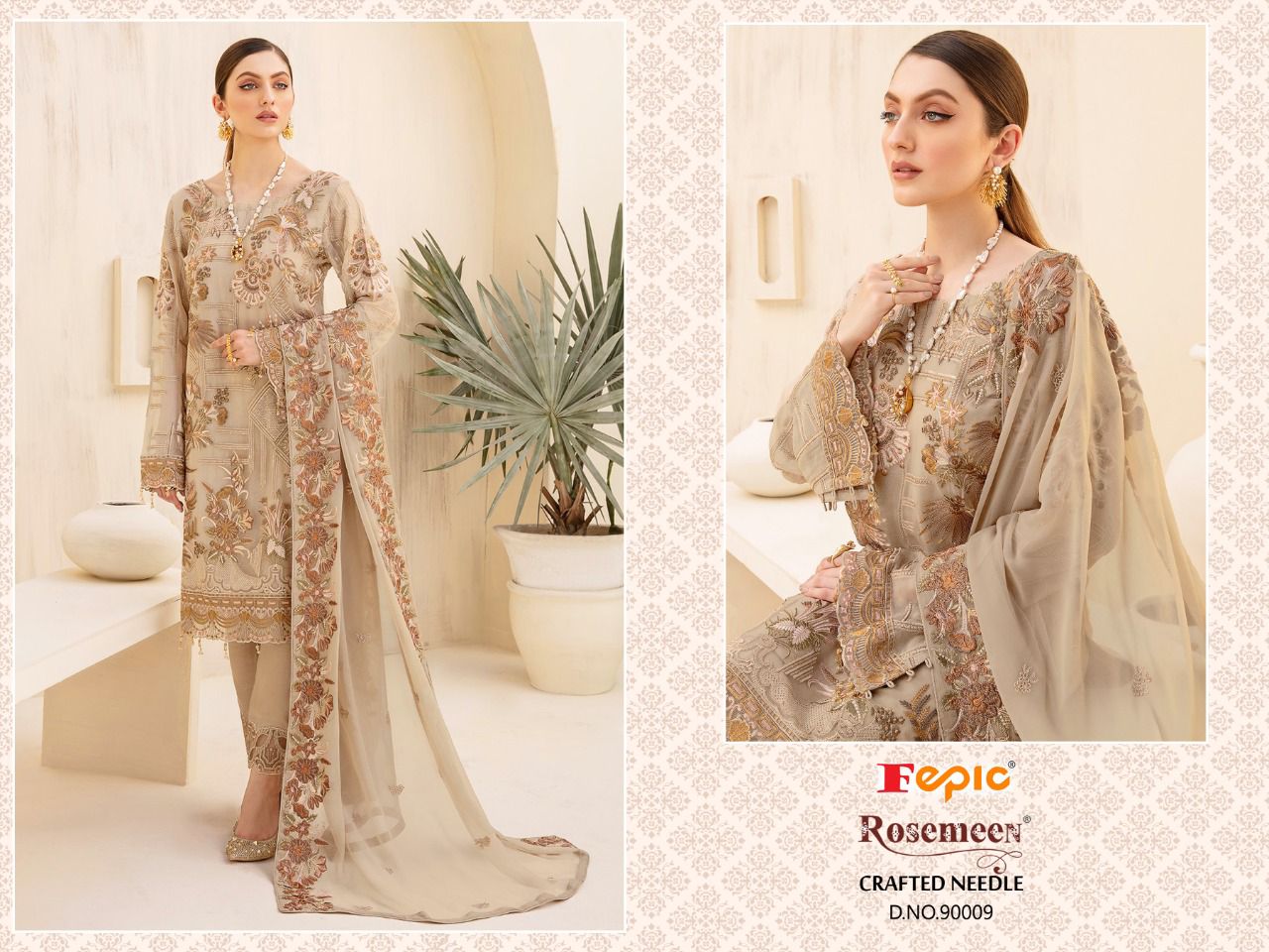 fepic rosemeen crafted needle georgette regal look salwar suit catalog