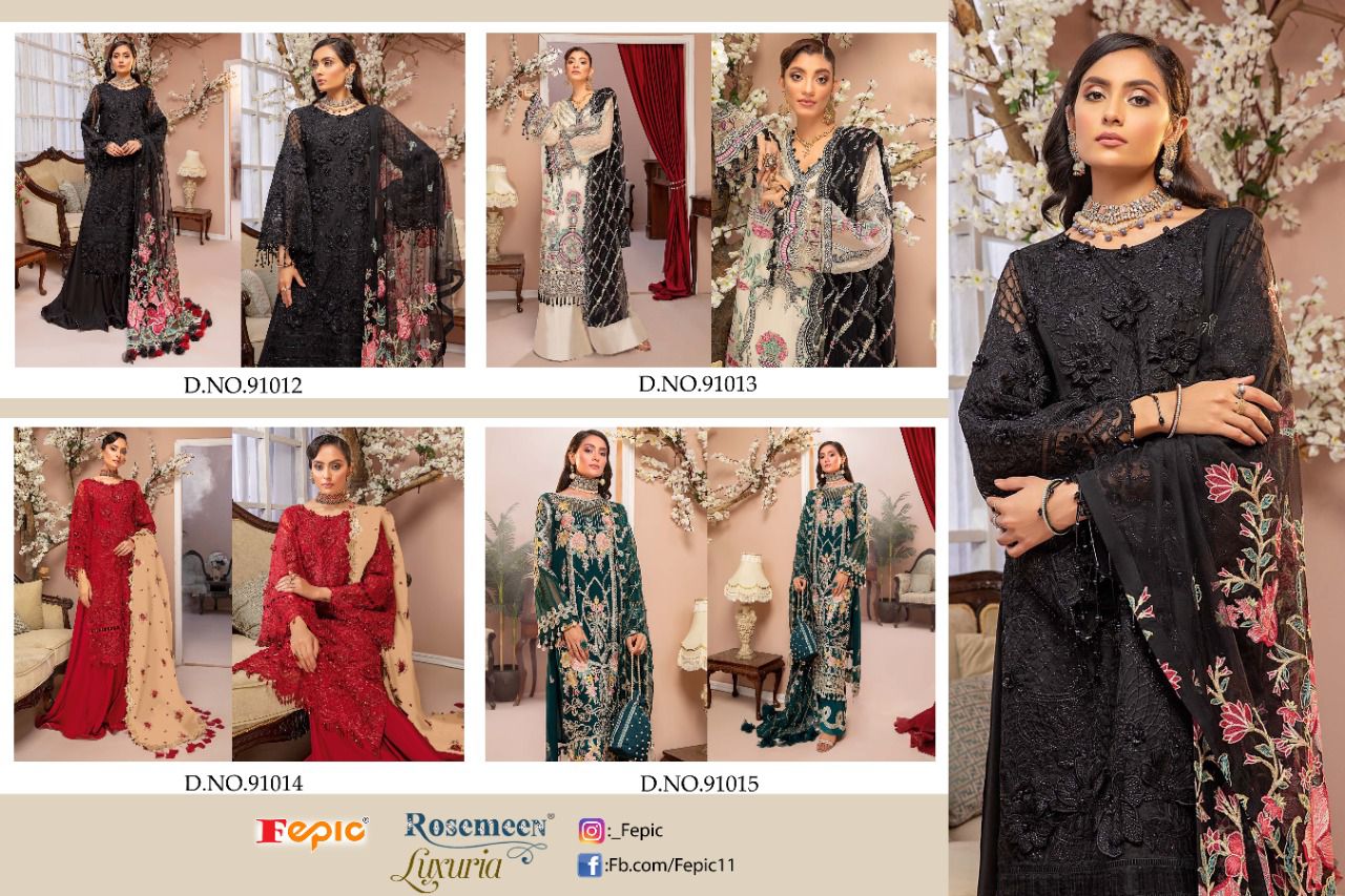 fepic rosemeen luxuria georgette regal look salwar suit catalog