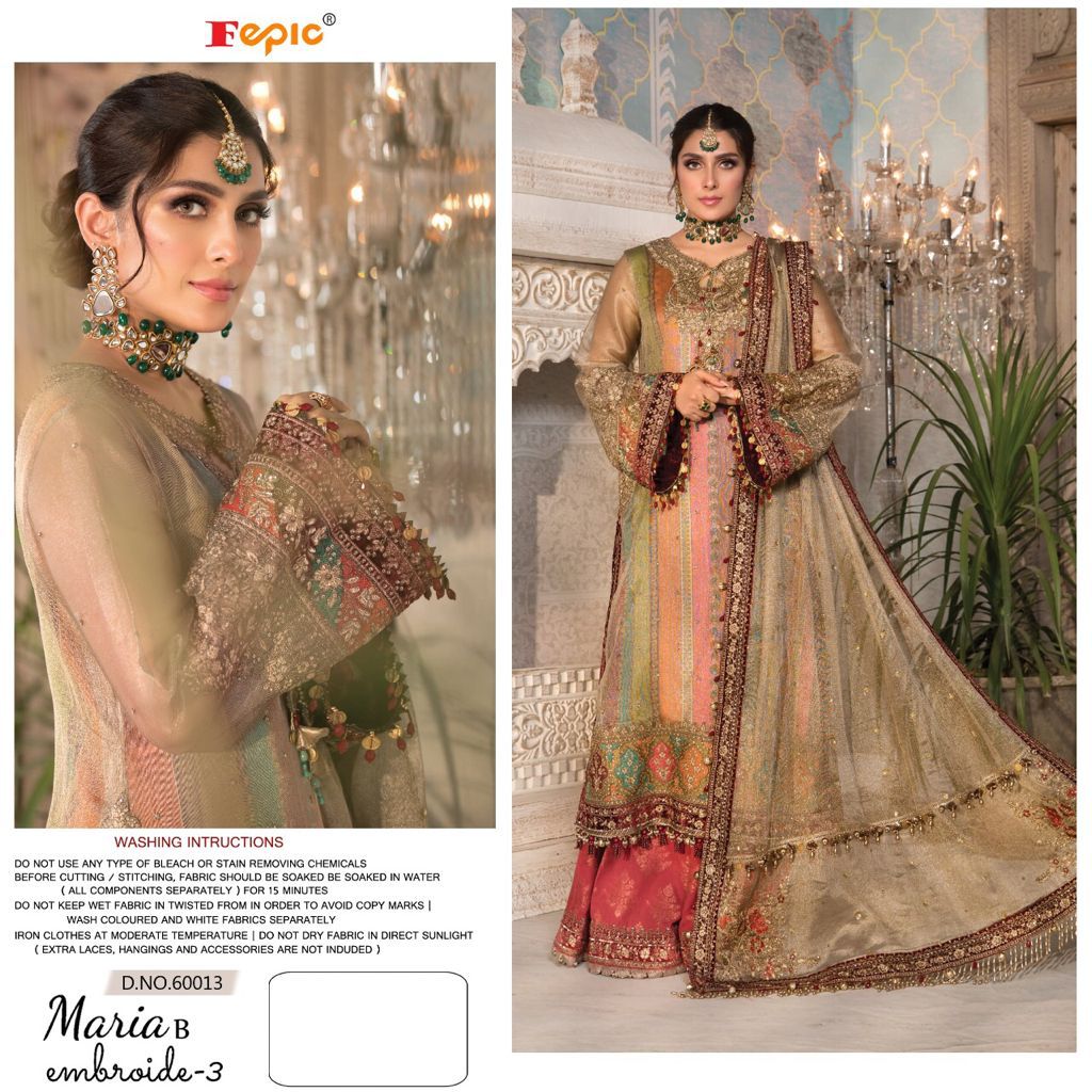 fepic rosemeen maria b embroide 3 georgette regal look salwar suit catalog