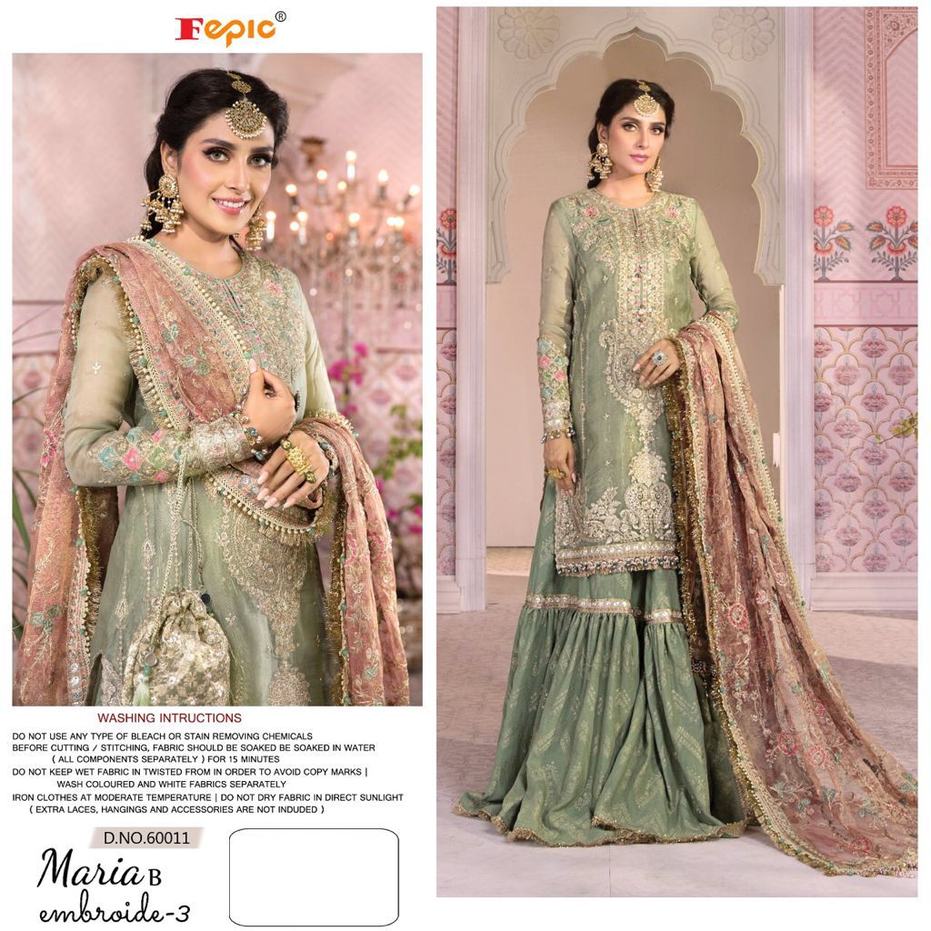 fepic rosemeen maria b embroide 3 georgette regal look salwar suit catalog