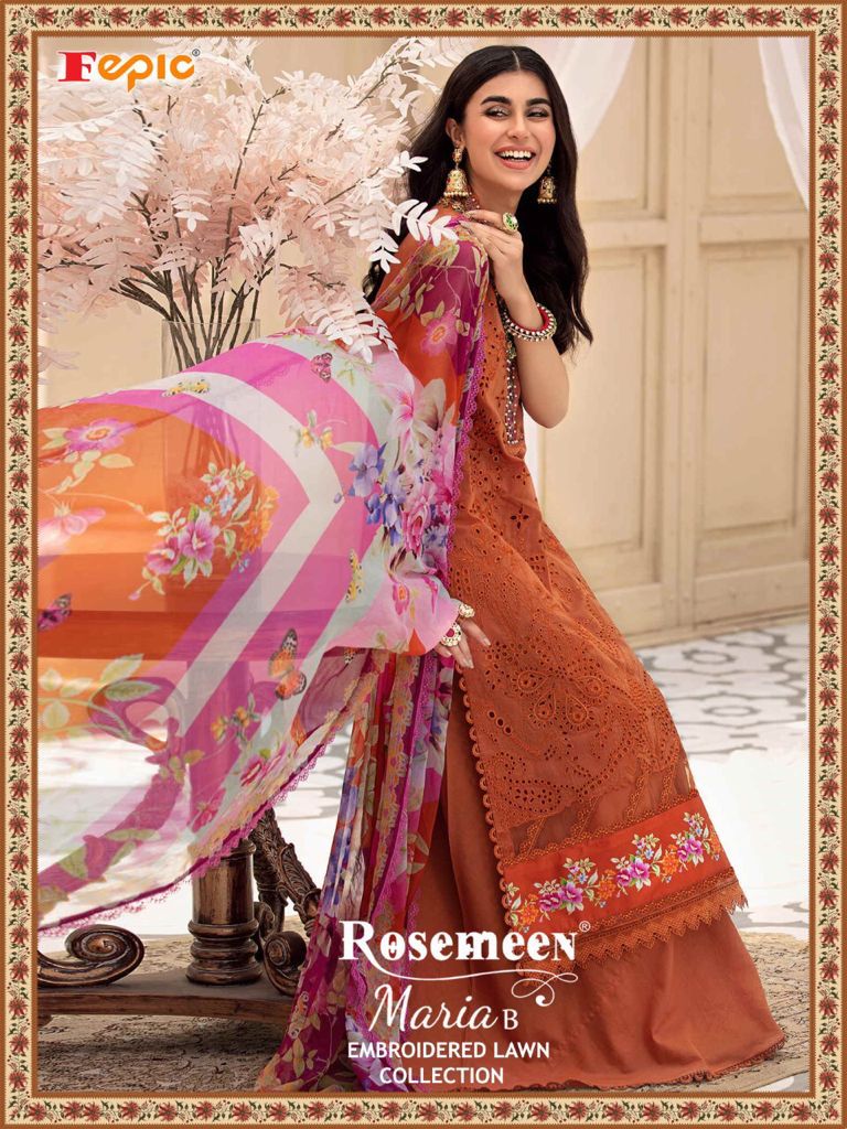 fepic rosemeen maria b embroidered lawn collection cotton catchy look salwar suit catalog