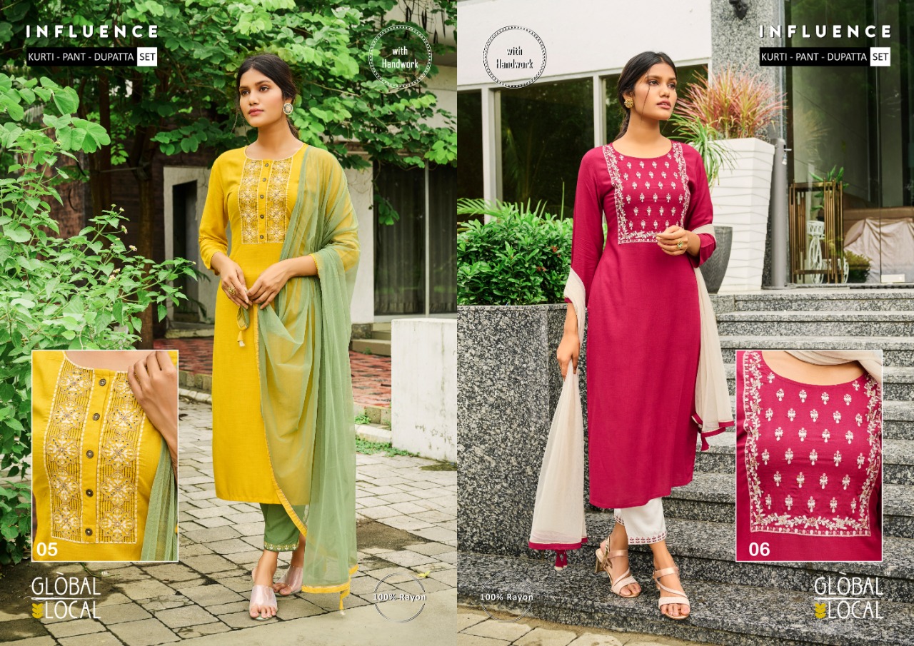 global local influence rayon classic trendy look kurti with pant fancy dupatta catalog