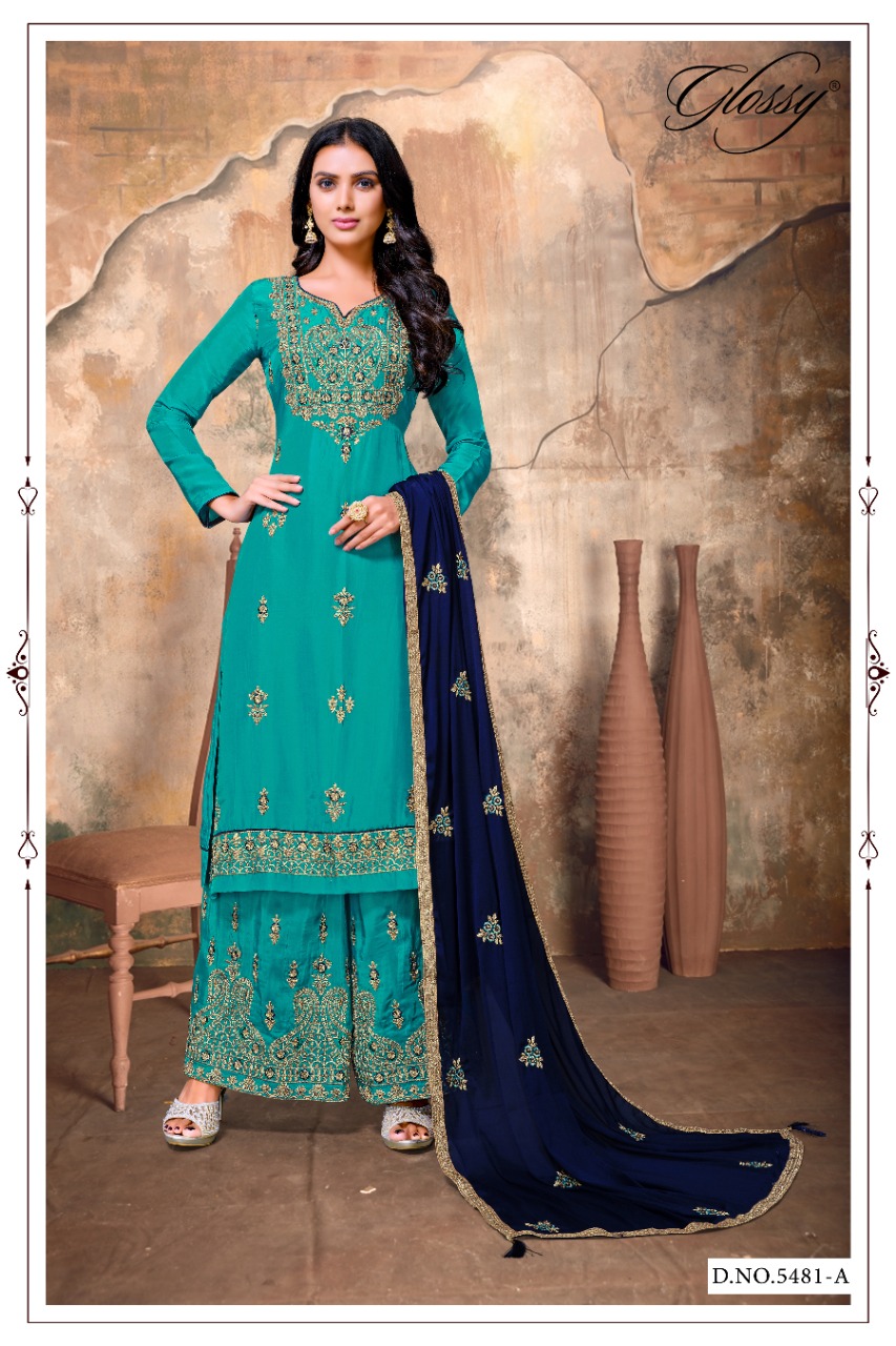 glossy d no 5481 chinon gorgeous look salwar suit catalog