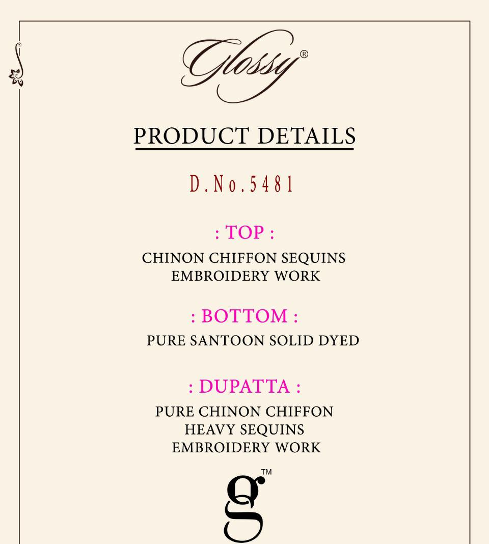 glossy d no 5481 chinon gorgeous look salwar suit catalog