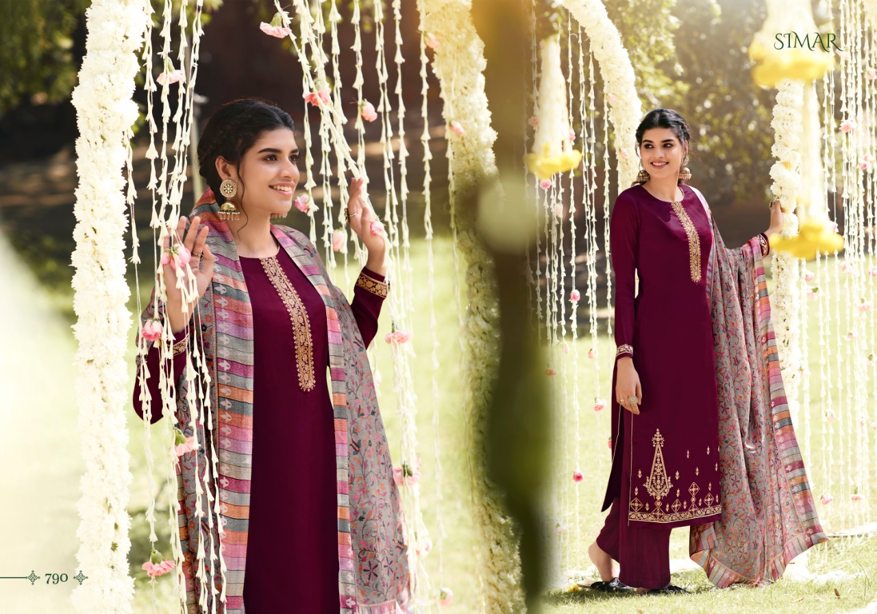 glossy misti silk decent embroidary look salwar suit catalog